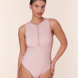 Andie The Malibu One Piece - Houndstooth - Koi - Long Torso Size SKOI / S